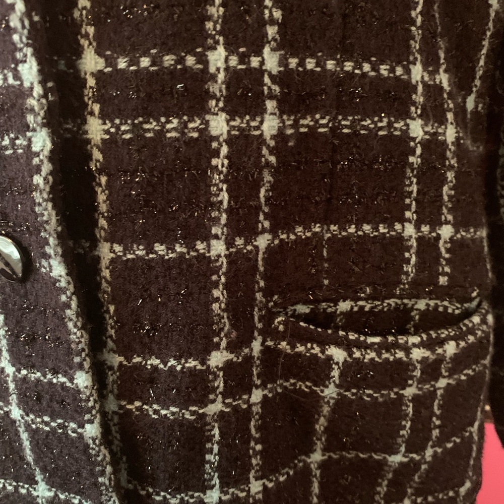 Sag Harbor Size 16 Teal blue & black plaid blazer with sparkle. Gently worn. - Picture 8 of 14